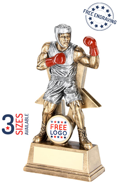 Male Boxing Figure with Star Backing Resin Trophy- RF170