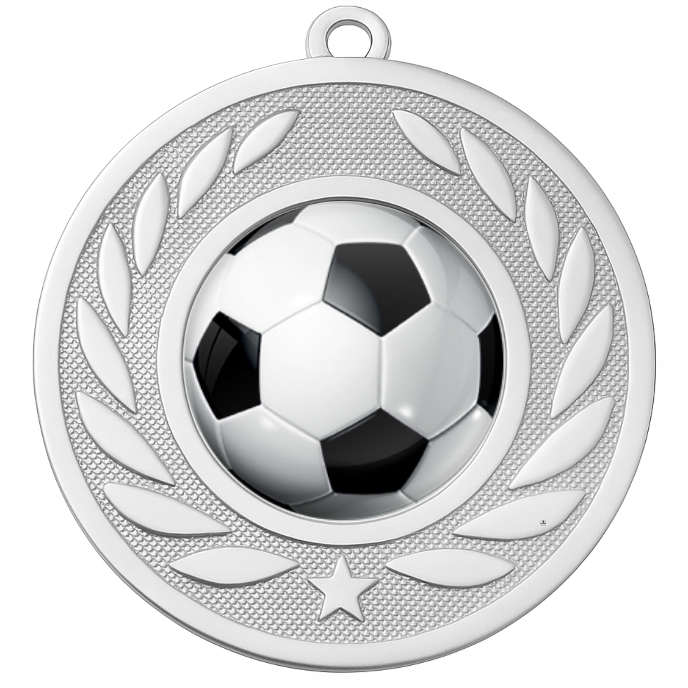 Silver Laurel Colour Football Medal-FREE Ribbon-BIE.M9459.02