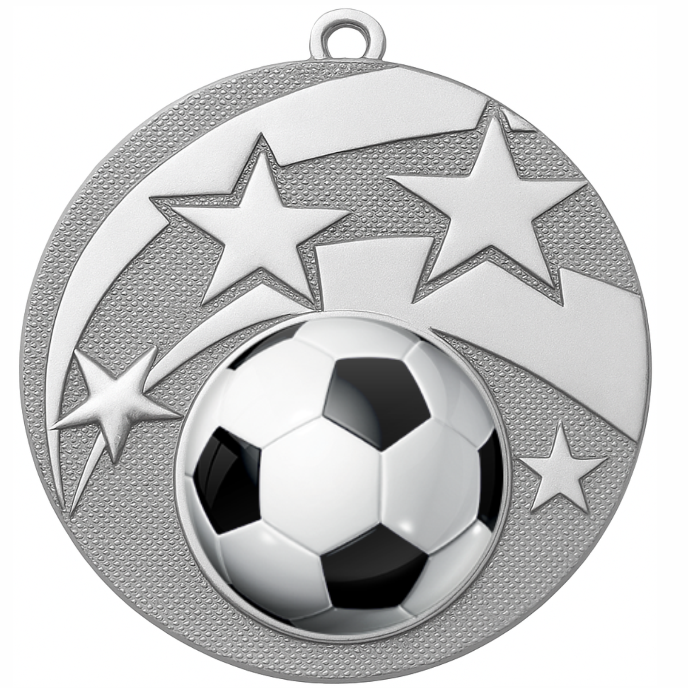 Silver Star Colour Football Medal-FREE Ribbon-BIE.M9457.02