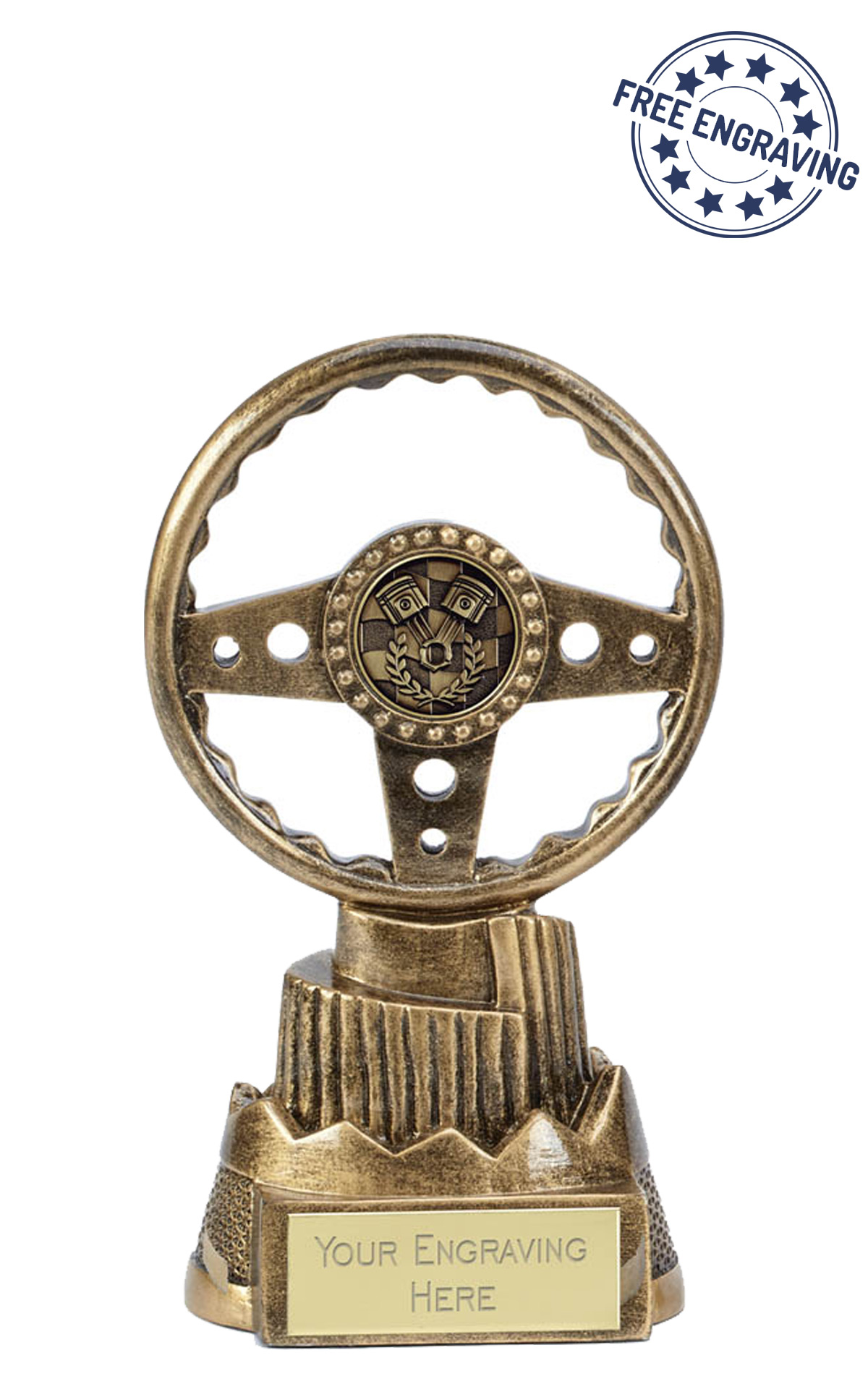 Apex Steering Wheel Resin Trophy Free Logo Free Engraving Fast Delivery Trophyme