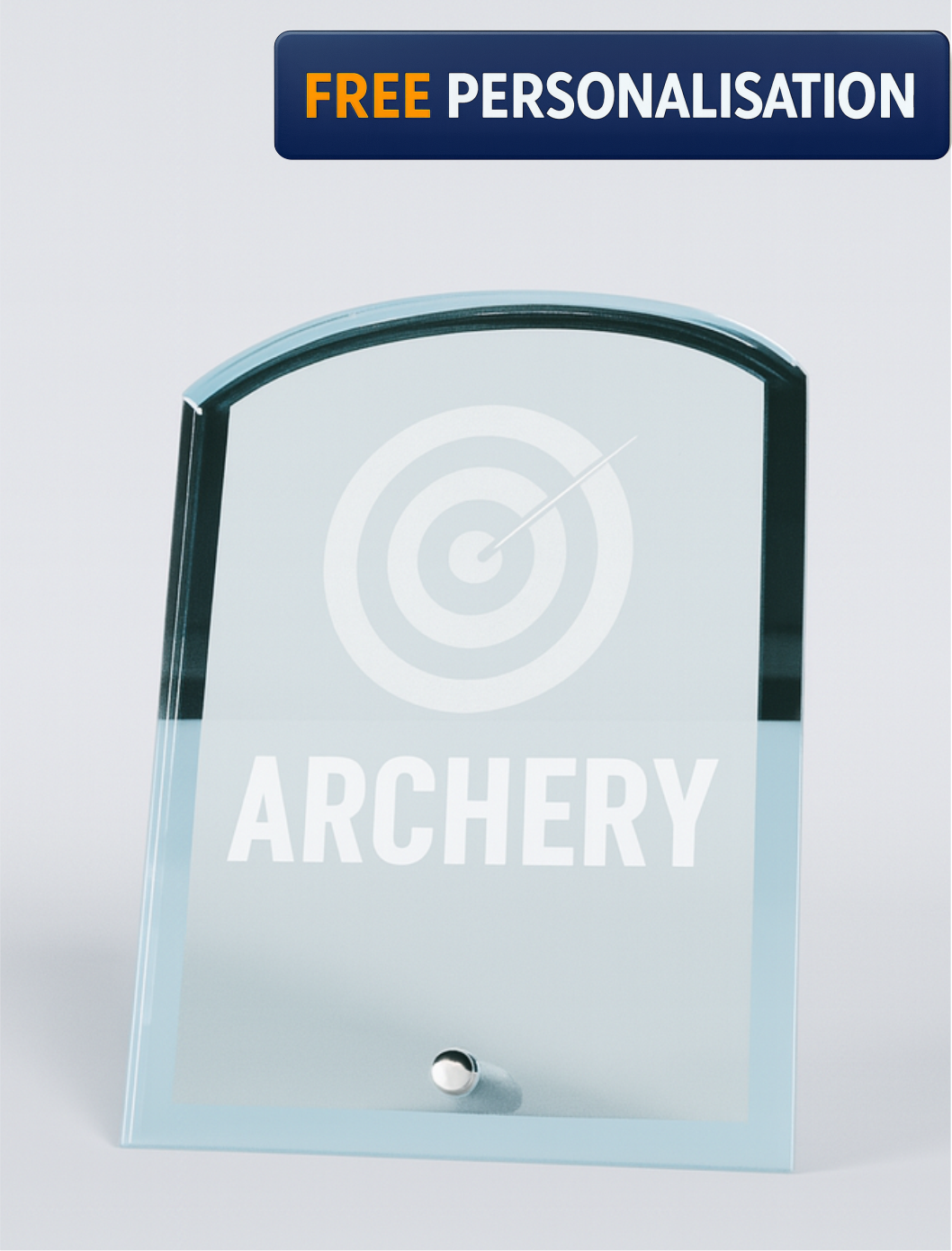 17.5cm LASER ENGRAVED ARCHERY GLASS AWARD - W542