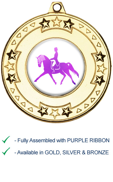 Dressage Medal with Purple Ribbon - M69