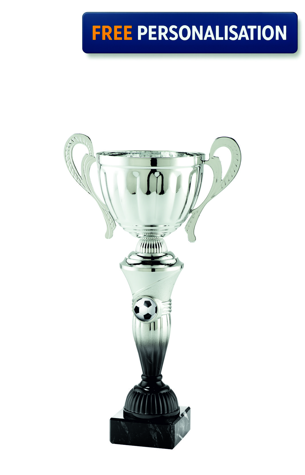 28cm SILVER & BLACK CUP FOOTBALL AWARD - MT.151.16.A
