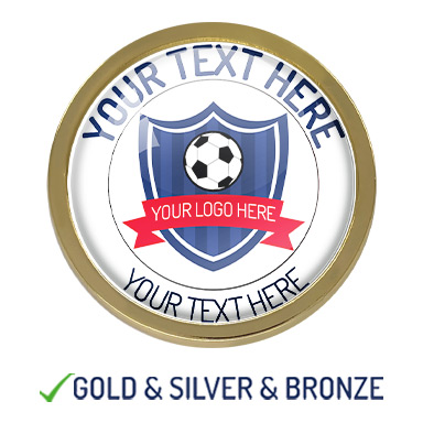 HIGH QUALITY METAL YOUR ACADEMY LOGO & TEXT ROUND BADGE - 22mm