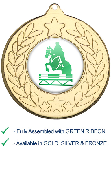 Show Jumping Medal with Green Ribbon - 9459G