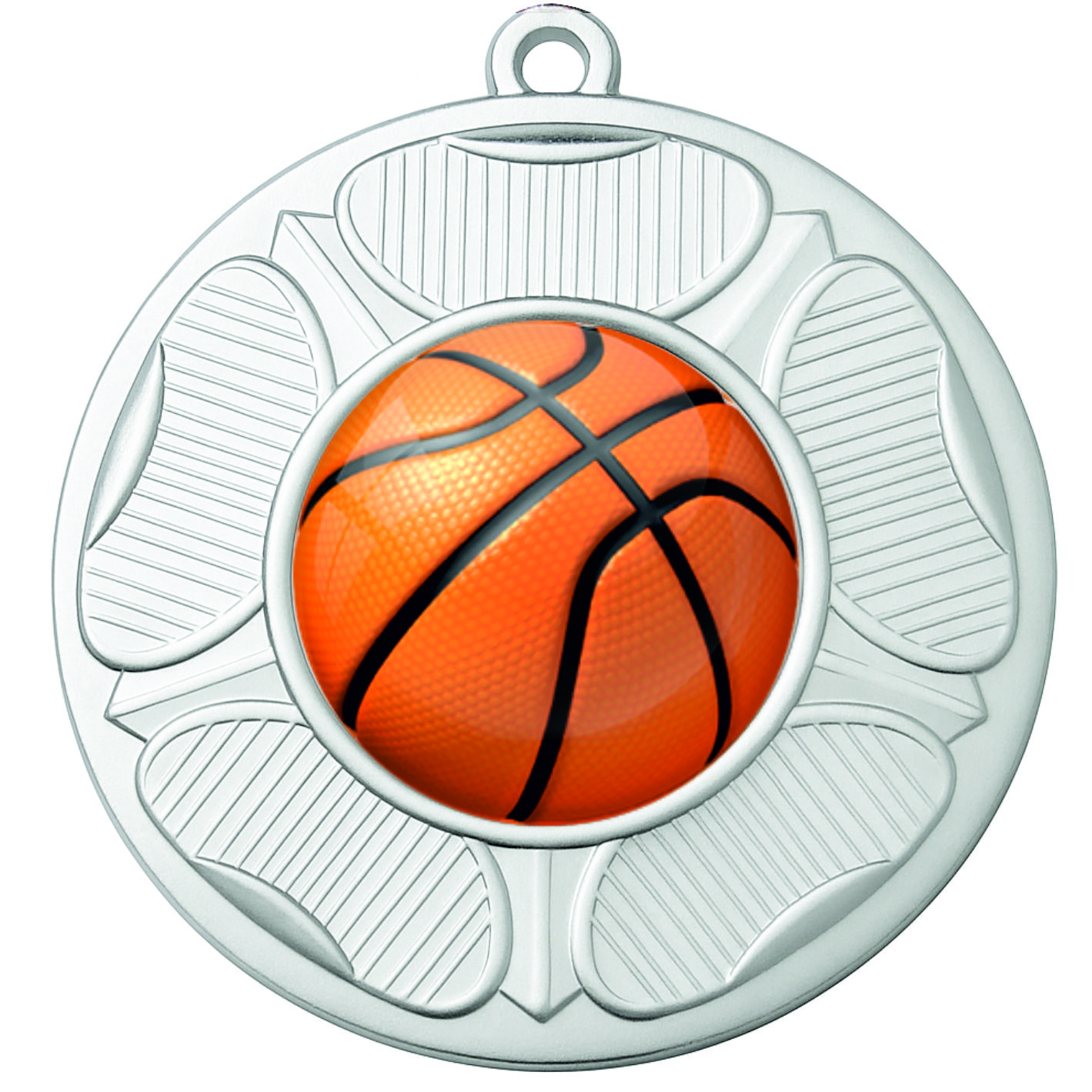 Silver Rose Colour Basketball Medal-FREE Ribbon-BIE.M9458.02