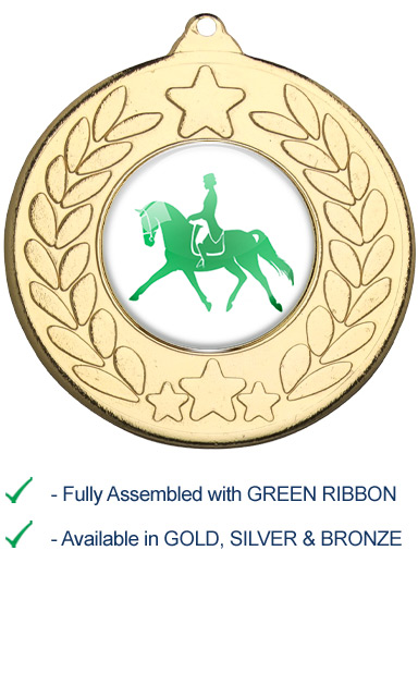 Dressage Medal with Green Ribbon - M18