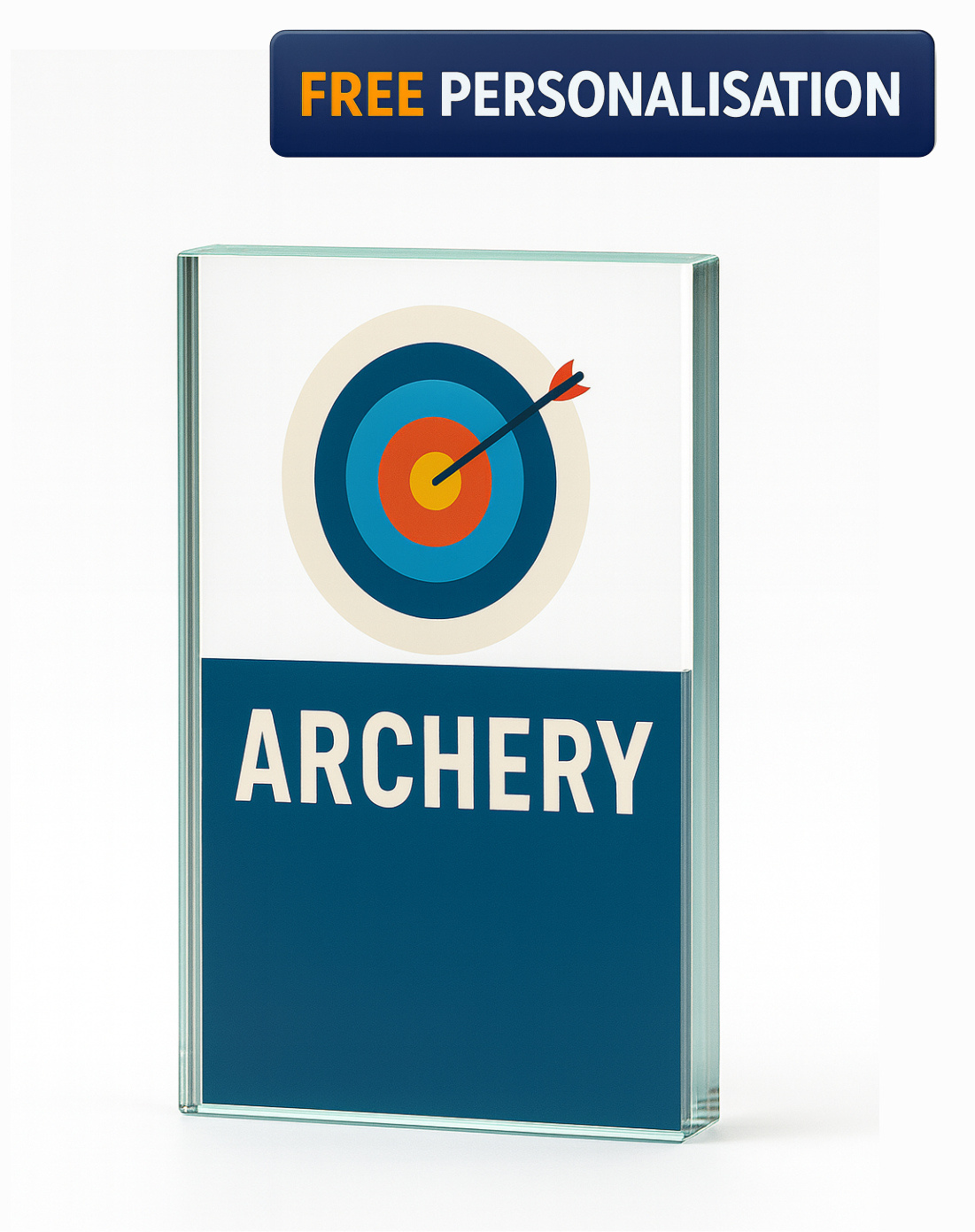 17.5cm FULL COLOUR ARCHERY GLASS AWARD - W163