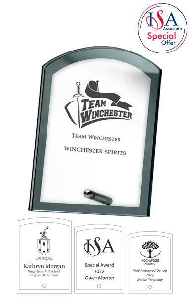 ISA Personalised MEDIUM MIRRORED GLASS AWARD (15cm)  - W542