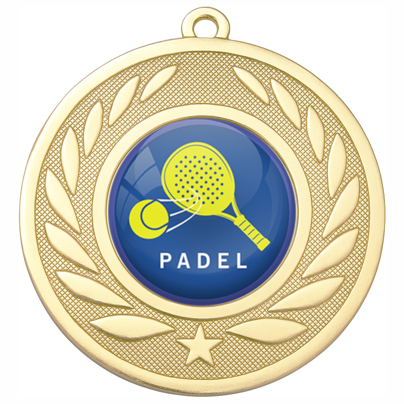 Gold Laurel Colour Padel Medal-FREE Ribbon-BIE.M9459.01