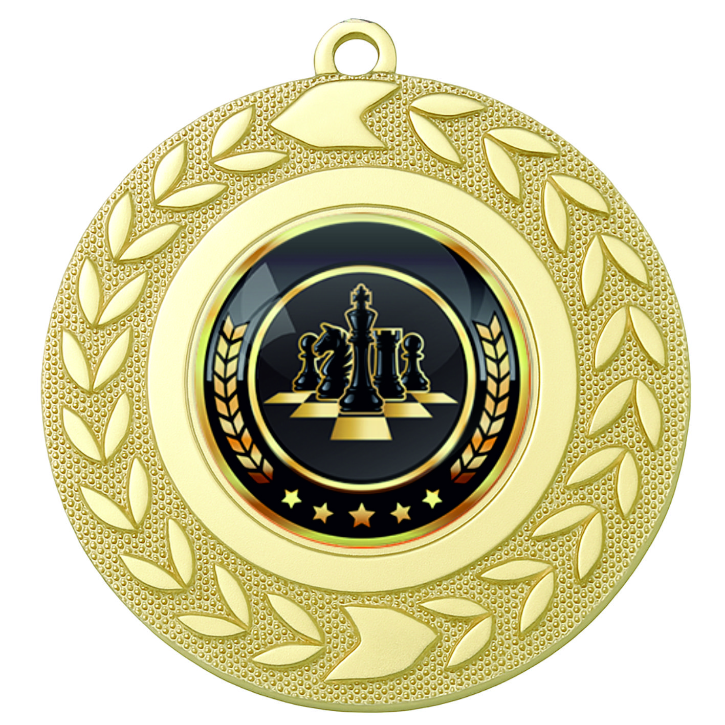 Gold Wreath Colour Chess Medal-FREE Ribbon-BIE.M9460.01