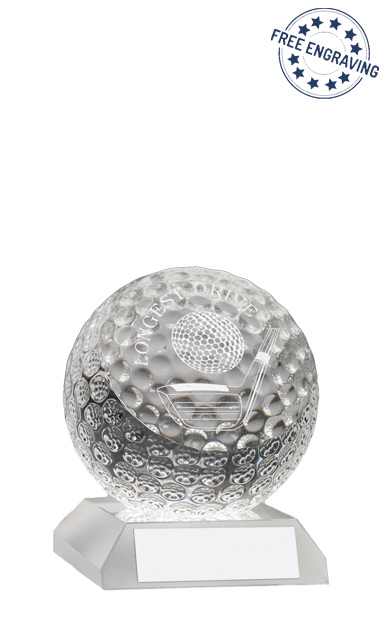 Longest Drive Crystal Golf Ball Glass Award (9.5cm) - GO71LD