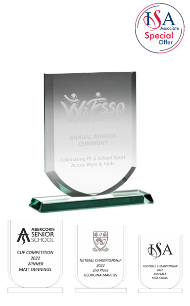 ISA Personalised SHIELD JADE GLASS AWARD (14.5cm) - SHD001