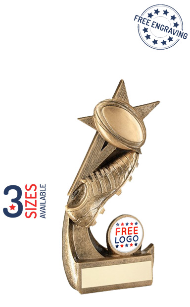 Resin Boot & Ball With Star Rugby Award - RF244