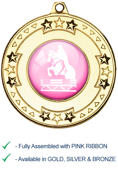 Show Jumping Medal with Pink Ribbon - M69