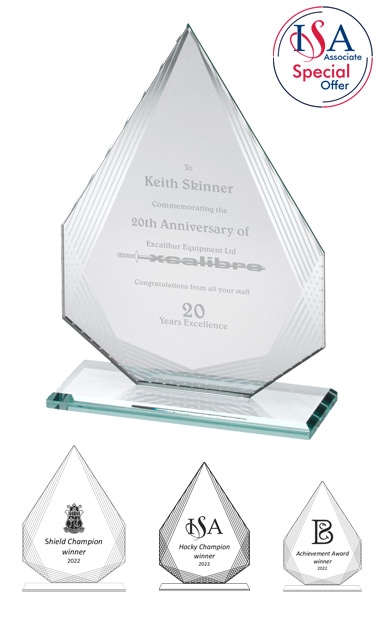 ISA Member DIAMOND WITH SILVER DETAILING GLASS AWARD - SL3