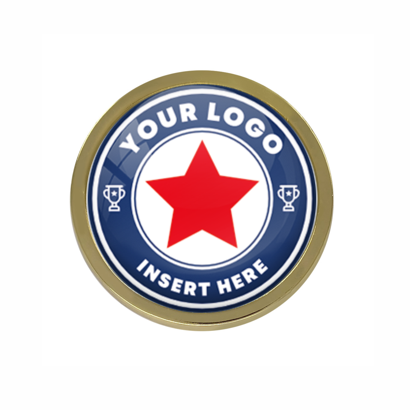 Gold Bespoke Your Logo Round Metal Badge - 22mm