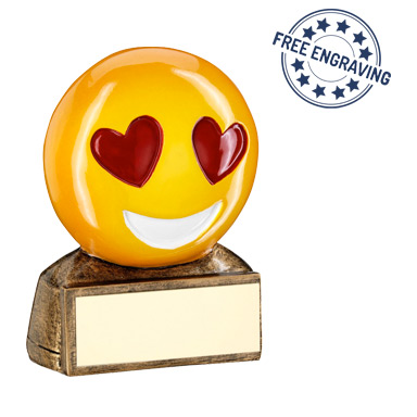 Emoji Trophy - Yellow Red Heart Eyes Emoji Figure - RF952