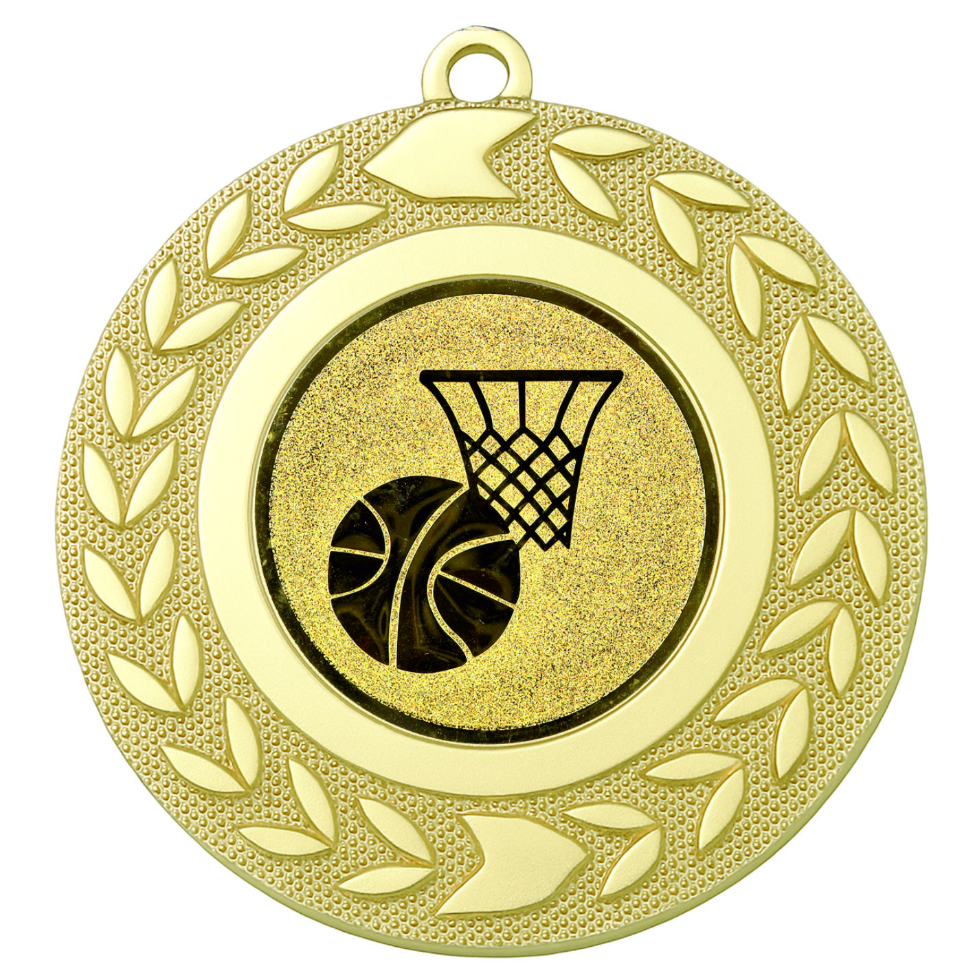 Gold Wreath Basketball Medal - FREE Ribbon - BIE.M9460.01