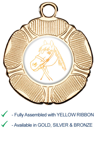 Horses Head Medal with Yellow Ribbon - M519