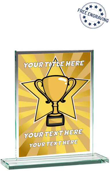 DESIGN YOUR OWN GOLD STAR SCHOOL GLASS PLAQUE (16.5cm)