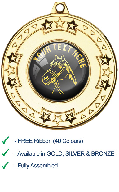 Gold Design Your Own Equestrian Medal with Ribbon - M69