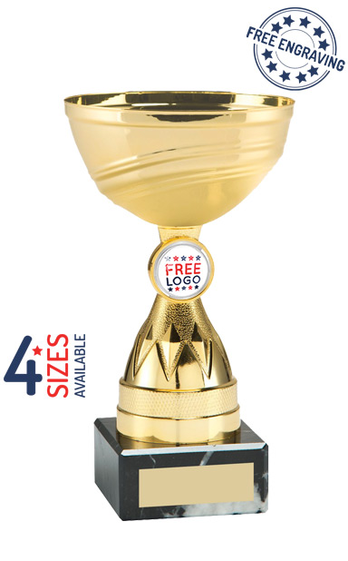 TROPHY CUP AWARD 2 SIZES AVAILABLE ENGRAVED FREE TOWER GOLD HANDLES CUPS 