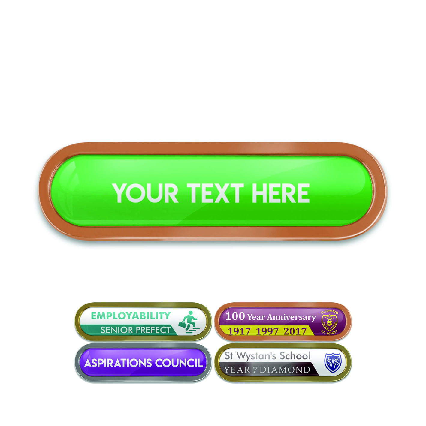 Bronze Bespoke Your Text Metal Bar Badge - 45mm