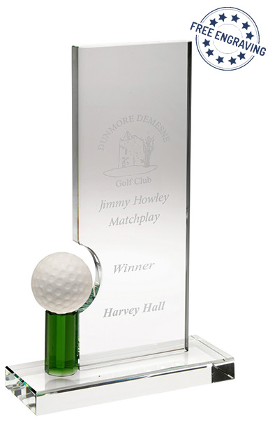 Green Golf Plaque with Golf Ball Glass Award (24.1cm) - JB5003C
