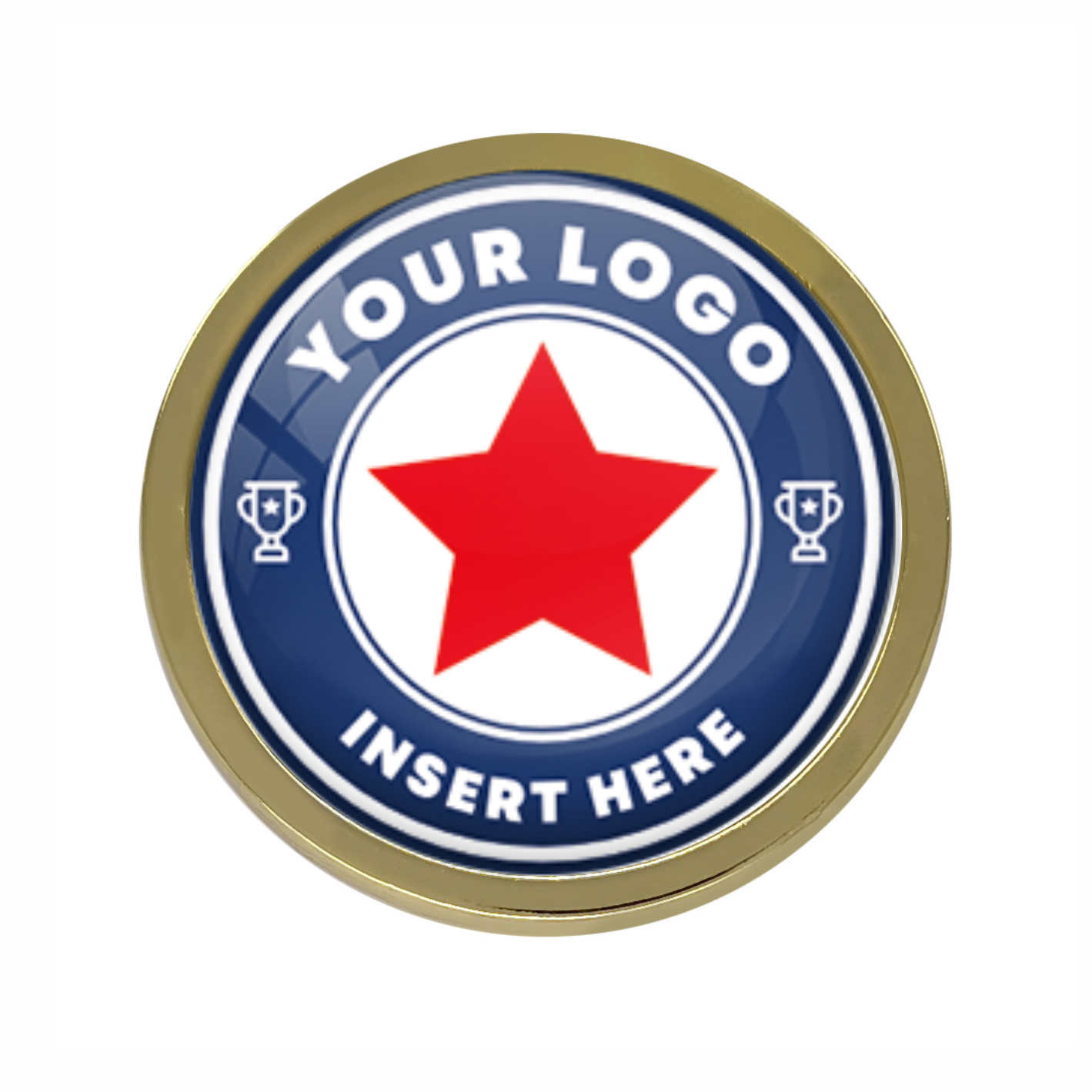Gold Bespoke Your Logo Round Metal Badge - 28mm