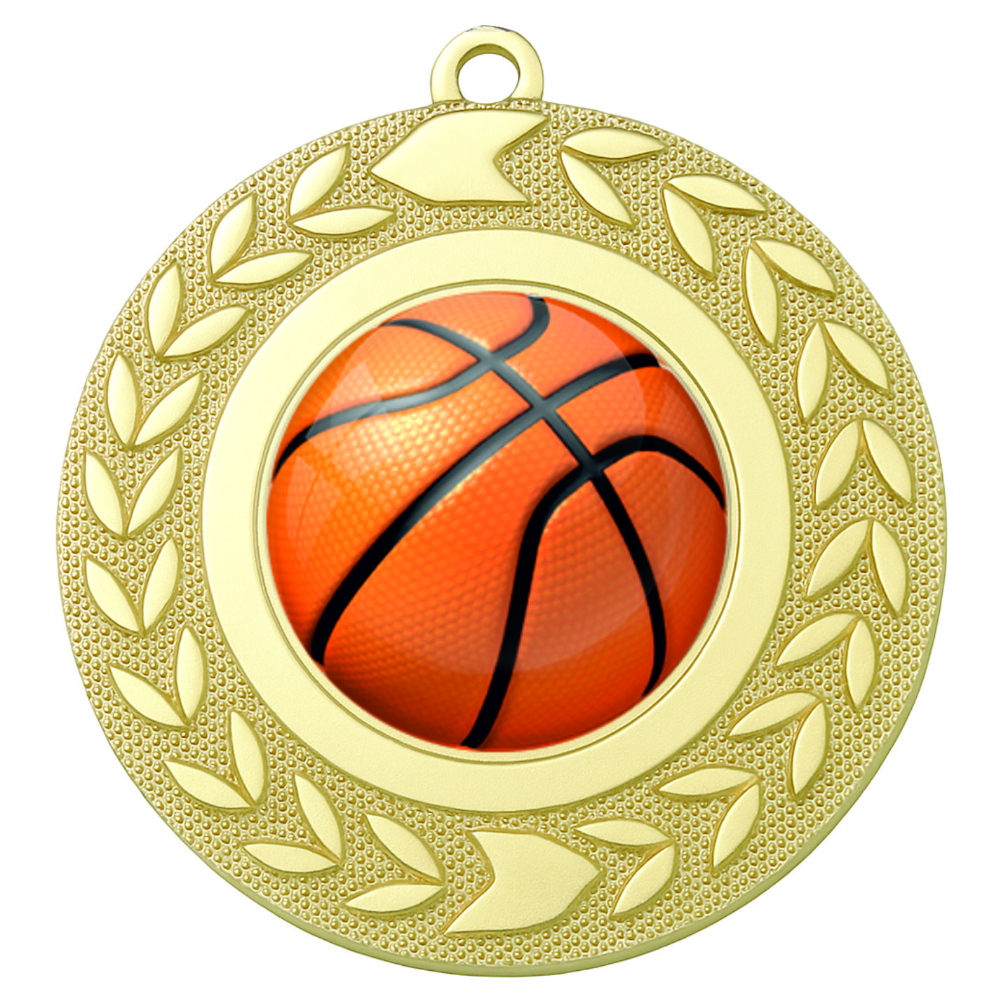 Gold Wreath Colour Basketball Medal-FREE Ribbon-BIE.M9460.01
