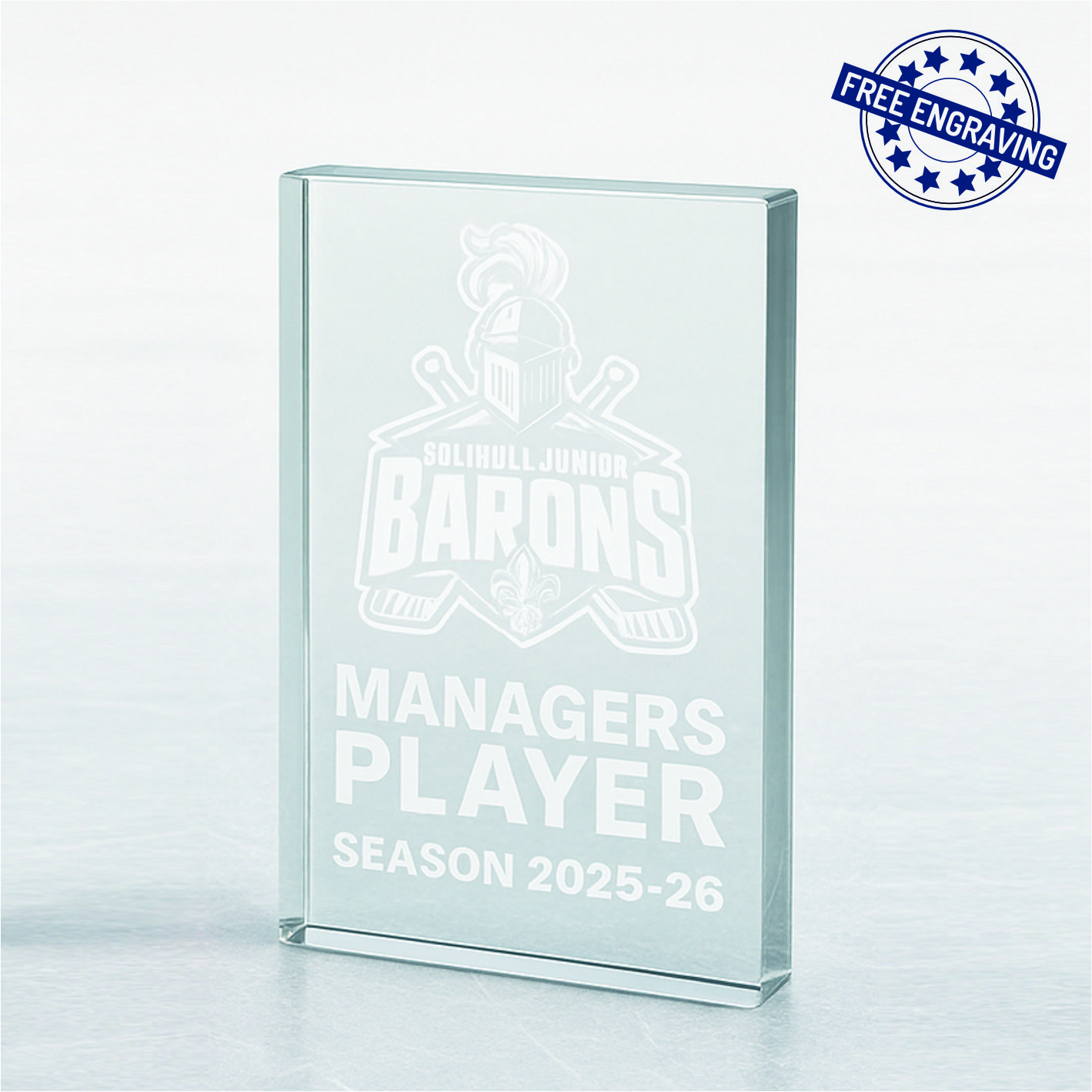 12.5cm LASER ENGRAVED CRICKET GLASS AWARD - W161