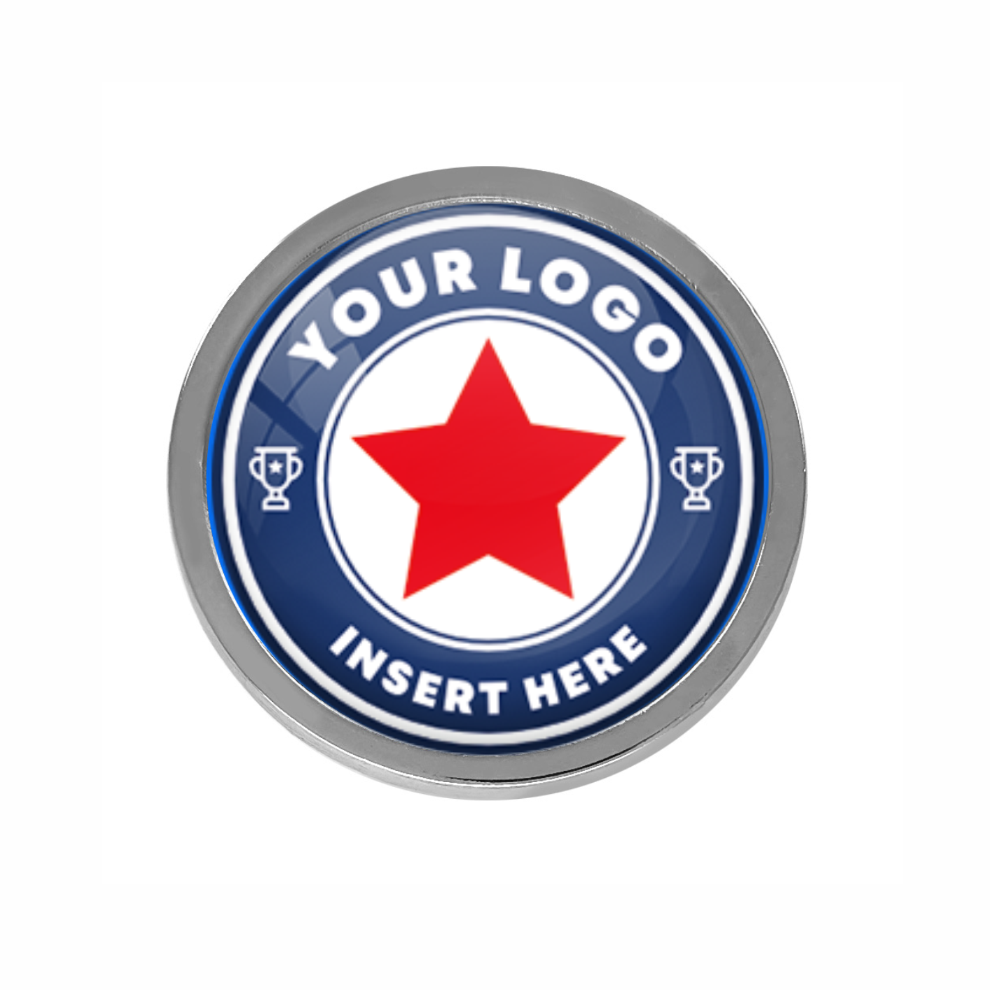 Silver Bespoke Your Logo Round Metal Badge - 22mm