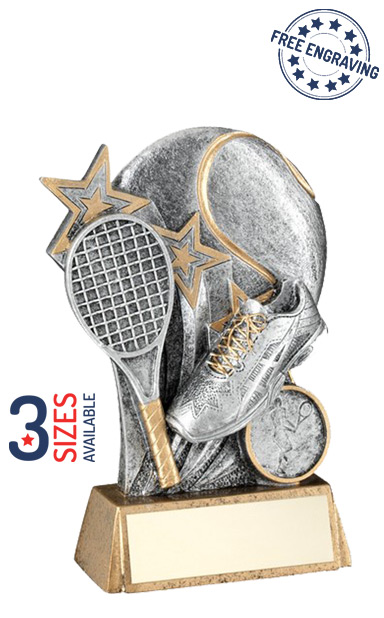 Tennis Racket and Ball Star Resin Trophy - RF567