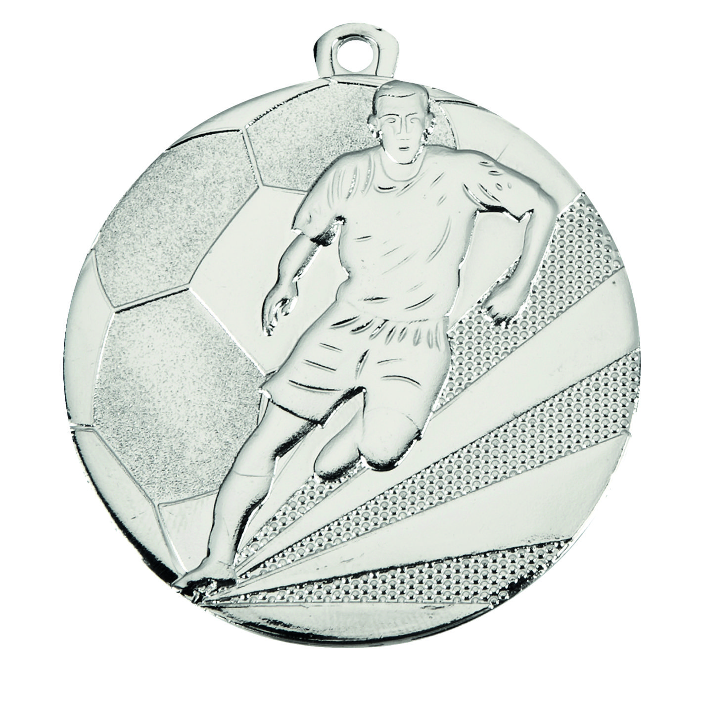 Silver Footballer Football Medal - FREE Ribbon - D112A.02