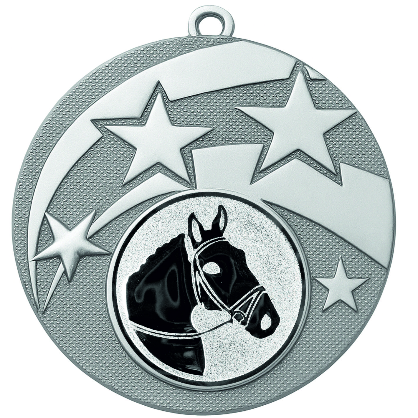 Silver Star Horses Head Medal -FREE Ribbon -BIE.M9457.02