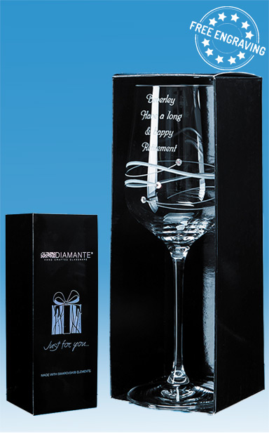 Diamante Wine Glass with Spiral Design - SL520