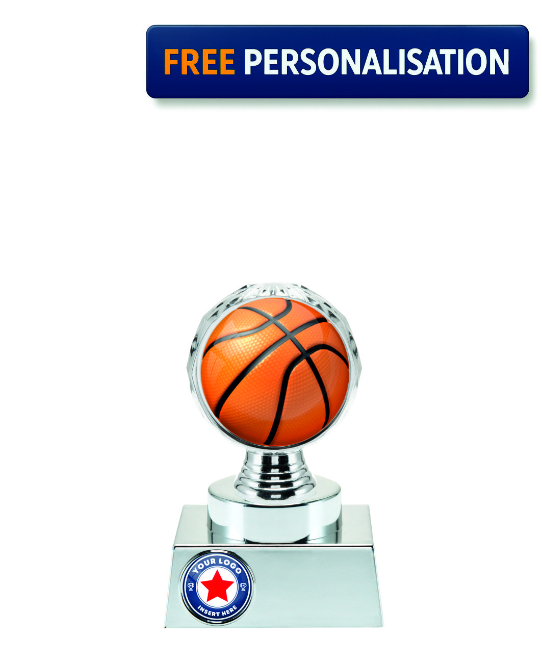 13.5cm SILVER SHINE BASKETBALL AWARD P514.02 + N31.02