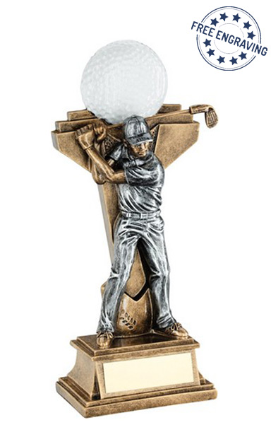 Large Golfer with tower resin trophy (24.1cm) - RF221C