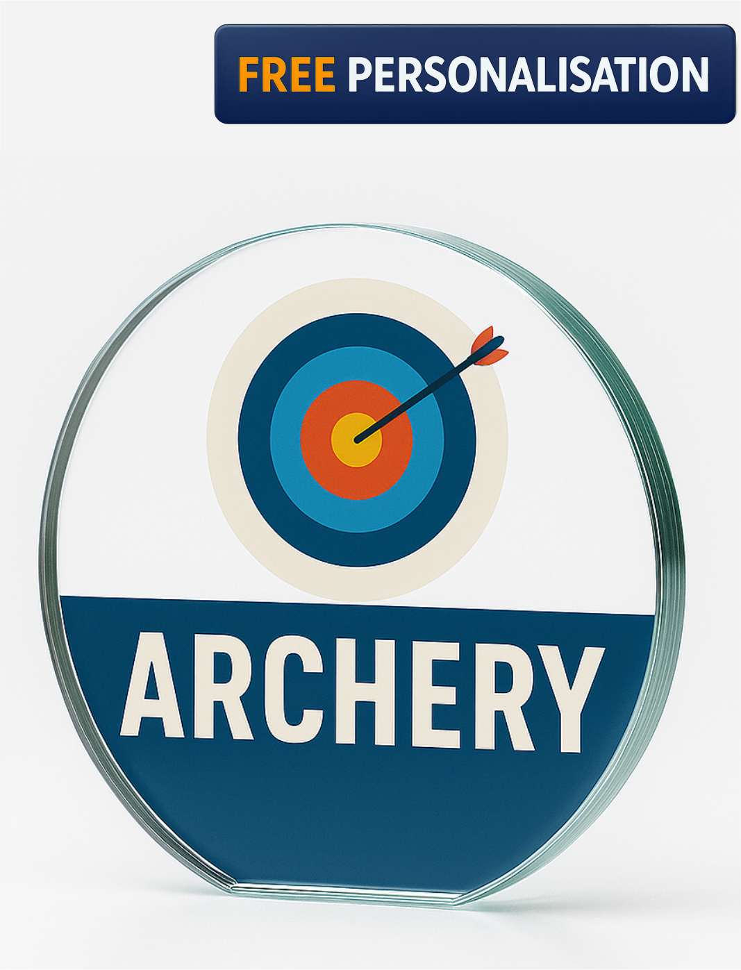 11.5cm FULL COLOUR ARCHERY GLASS AWARD - W152