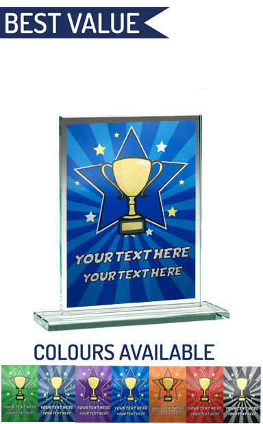 SCHOOL COLOUR ENGRAVED GLASS PLAQUE 2 (14cm)