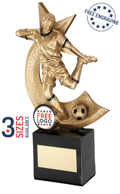 Bright Gold Star Male Kicking Ball Award - RF970