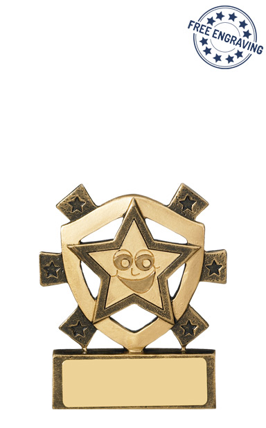 Participation Mini Shield Smiley Star Resin Trophy - RM693
