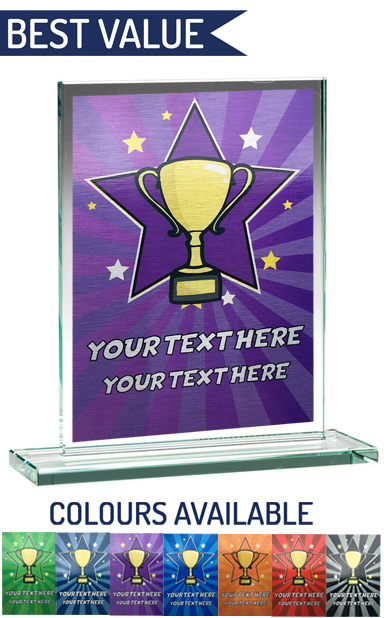 PQA COLOUR ENGRAVED GLASS PLAQUE 2 (21cm)