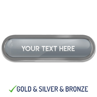BESPOKE YOUR TEXT METAL BAR BADGE - SILVER - 45mm