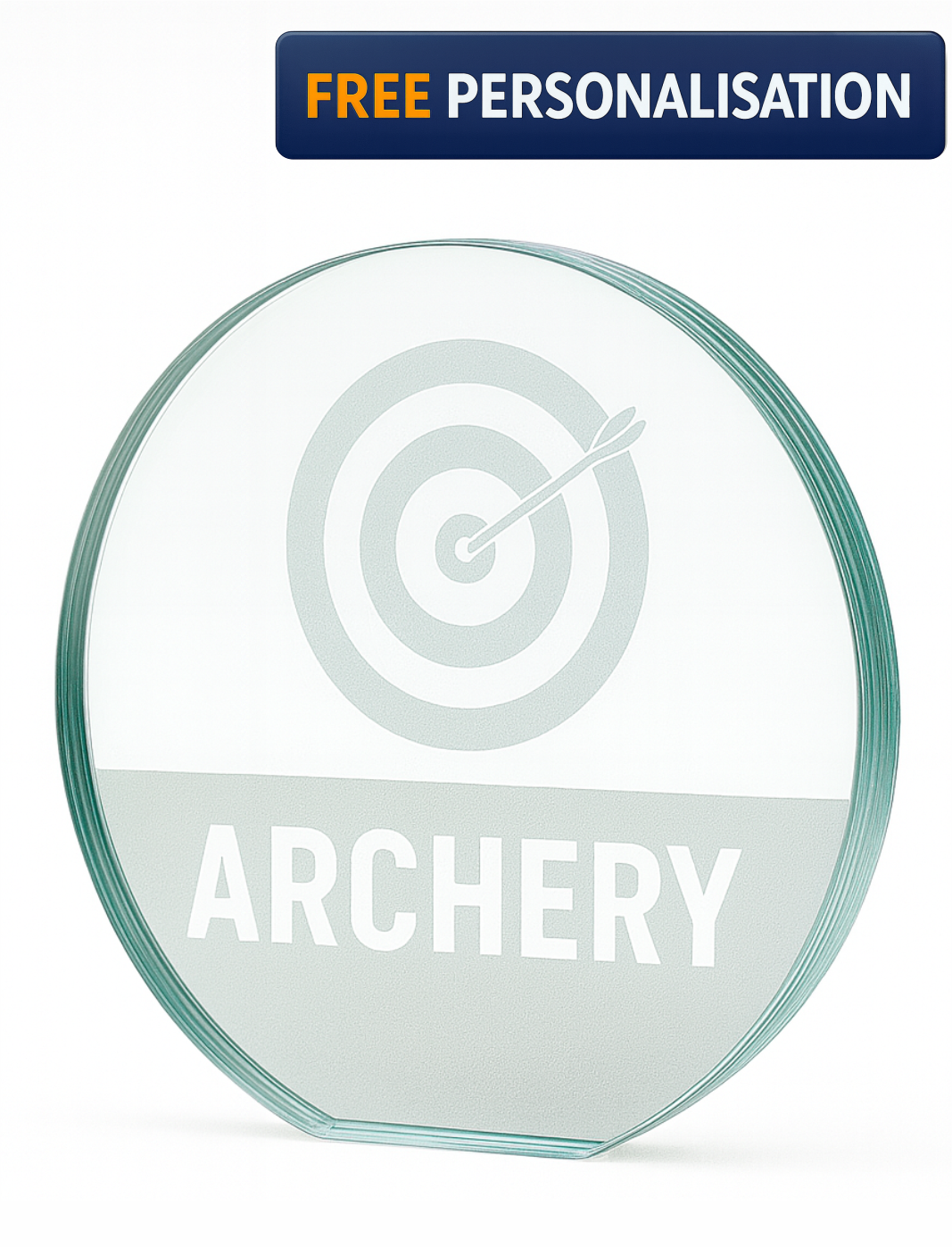13.5cm LASER ENGRAVED ARCHERY GLASS AWARD - W153