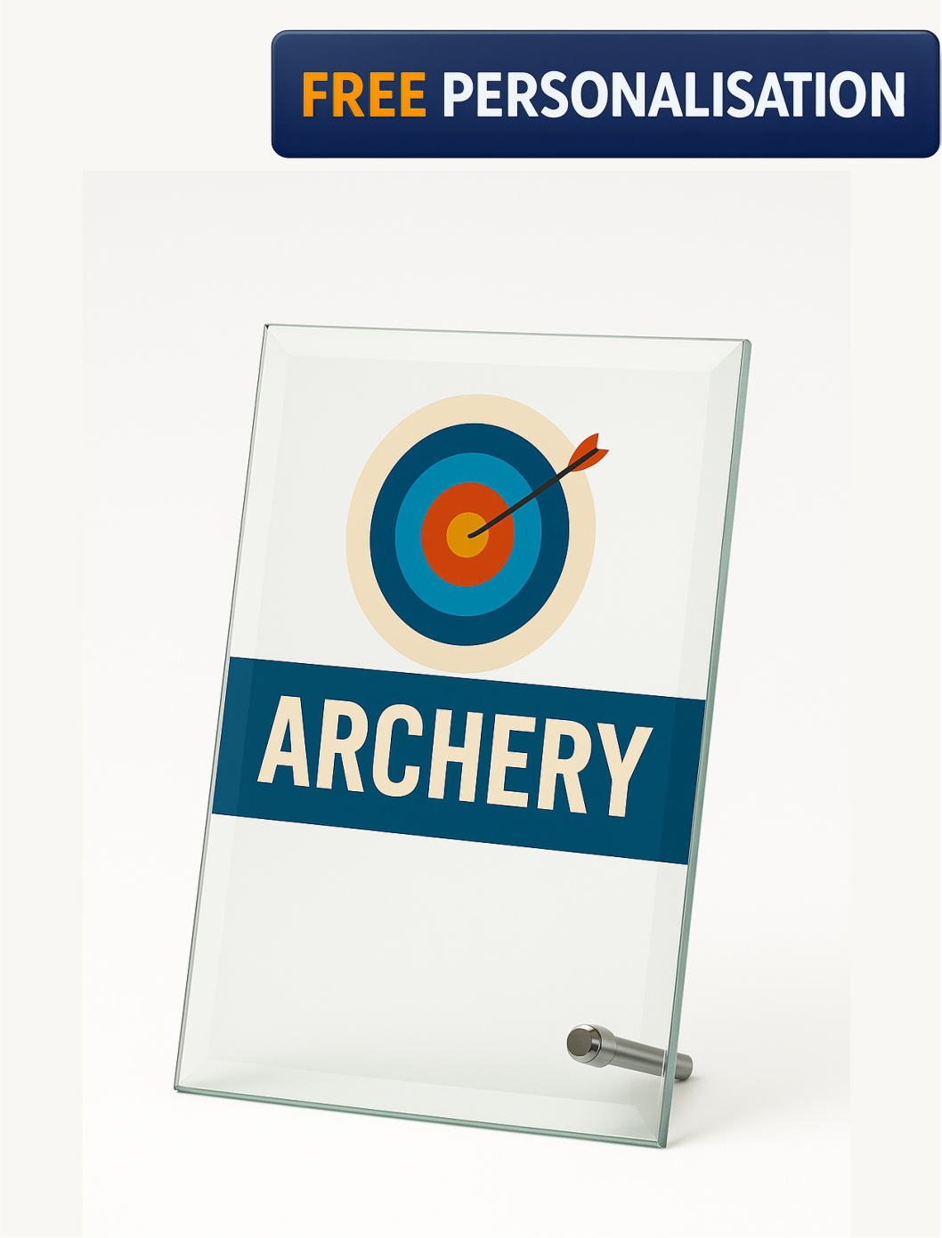 11cm FULL COLOUR ARCHERY GLASS PLAQUE - W201