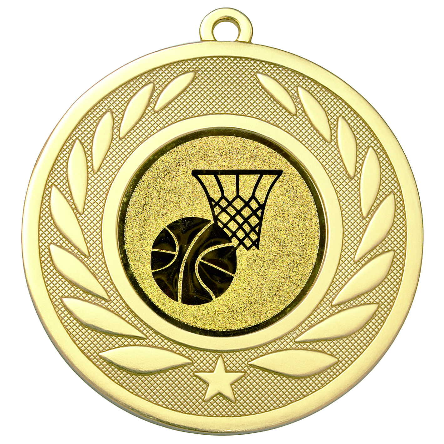 Gold Laurel Basketball Medal - FREE Ribbon - BIE.M9459.01