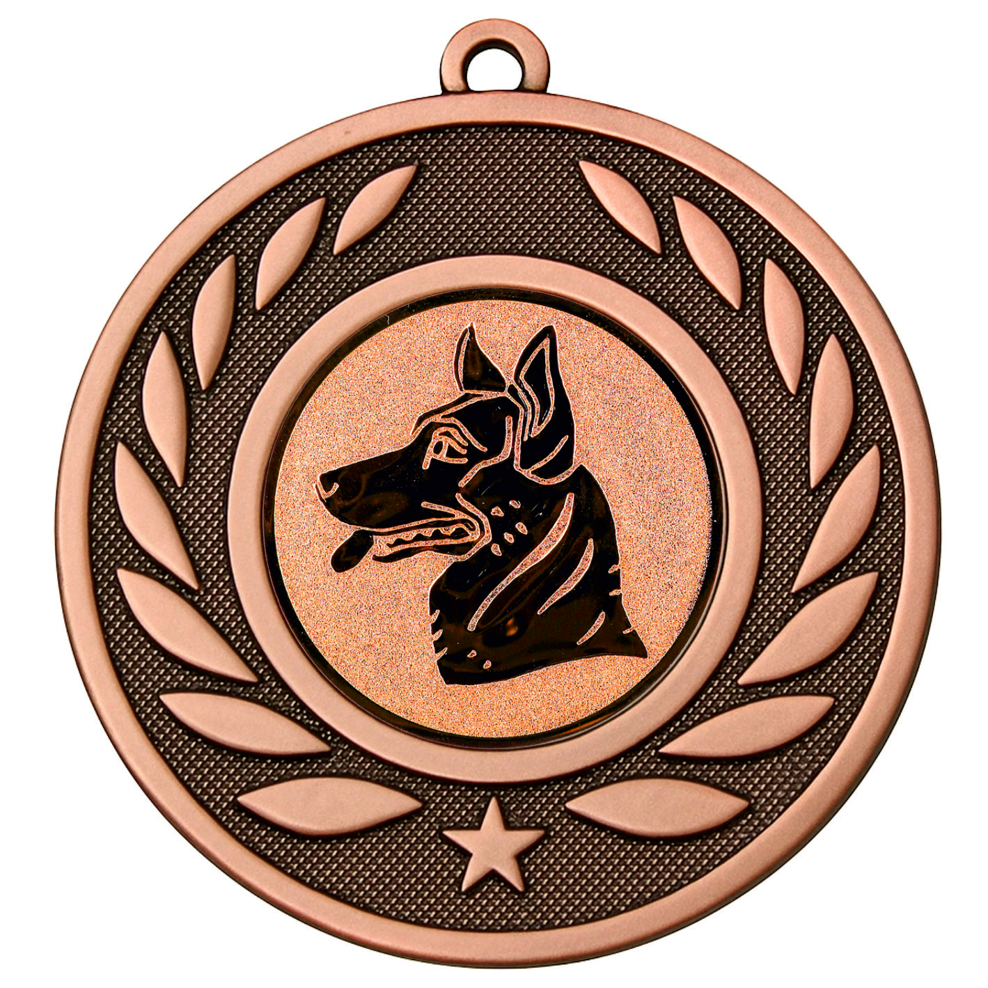 Bronze Laurel Dog Head Medal - FREE Ribbon - BIE.M9459.03