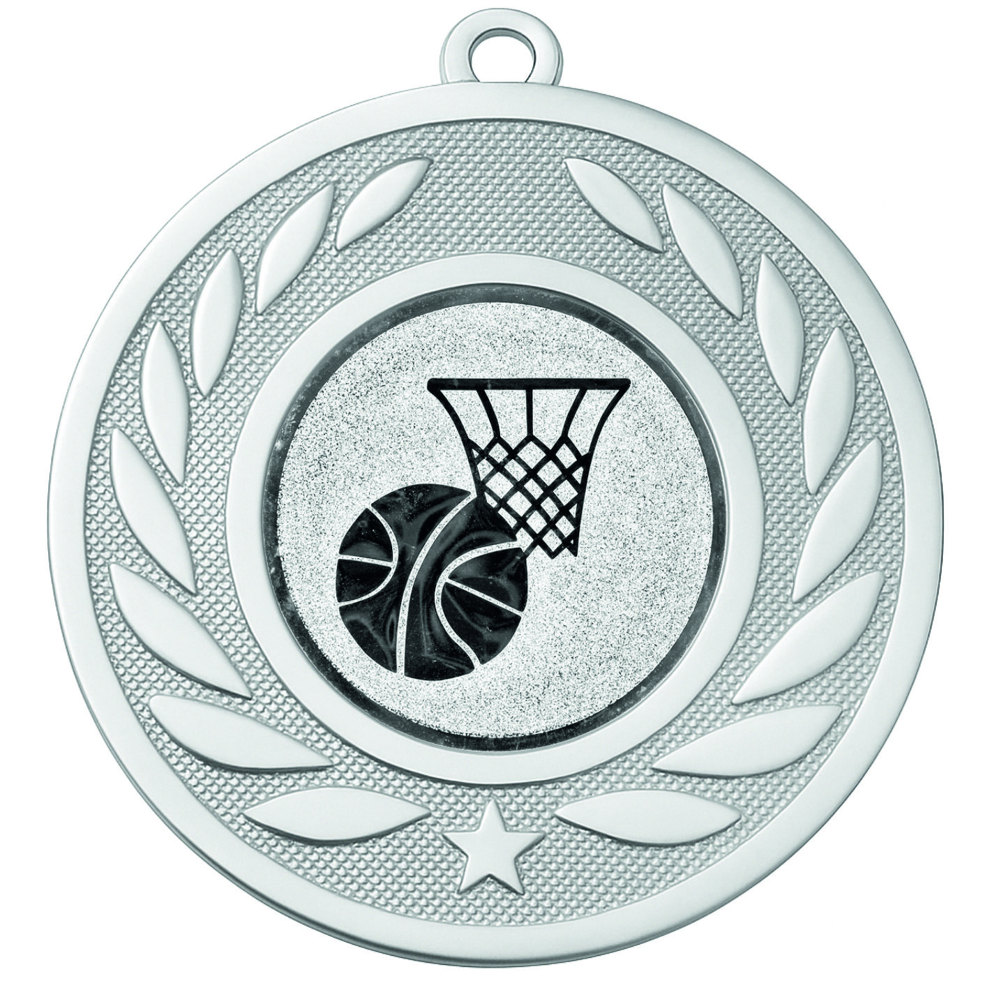 Silver Laurel Basketball Medal - FREE Ribbon - BIE.M9459.02